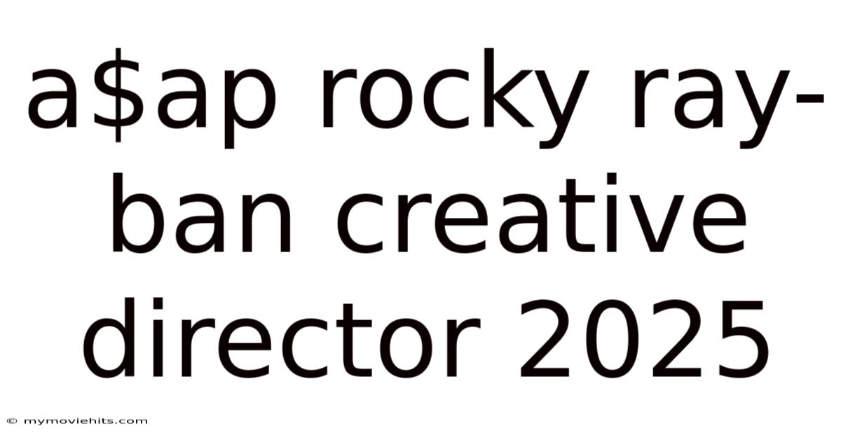 A$ap Rocky Ray-ban Creative Director 2025