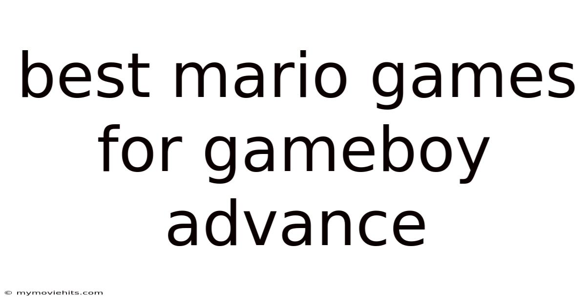 Best Mario Games For Gameboy Advance