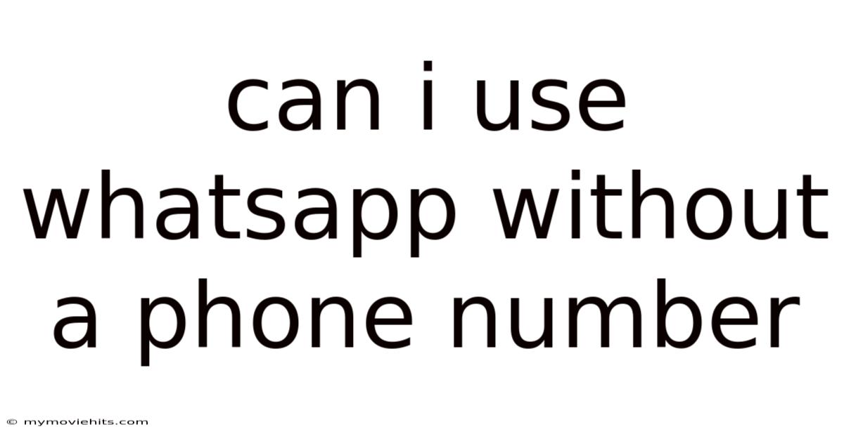 Can I Use Whatsapp Without A Phone Number