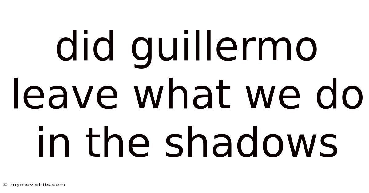 Did Guillermo Leave What We Do In The Shadows