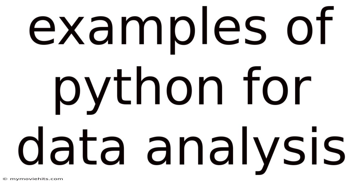 Examples Of Python For Data Analysis