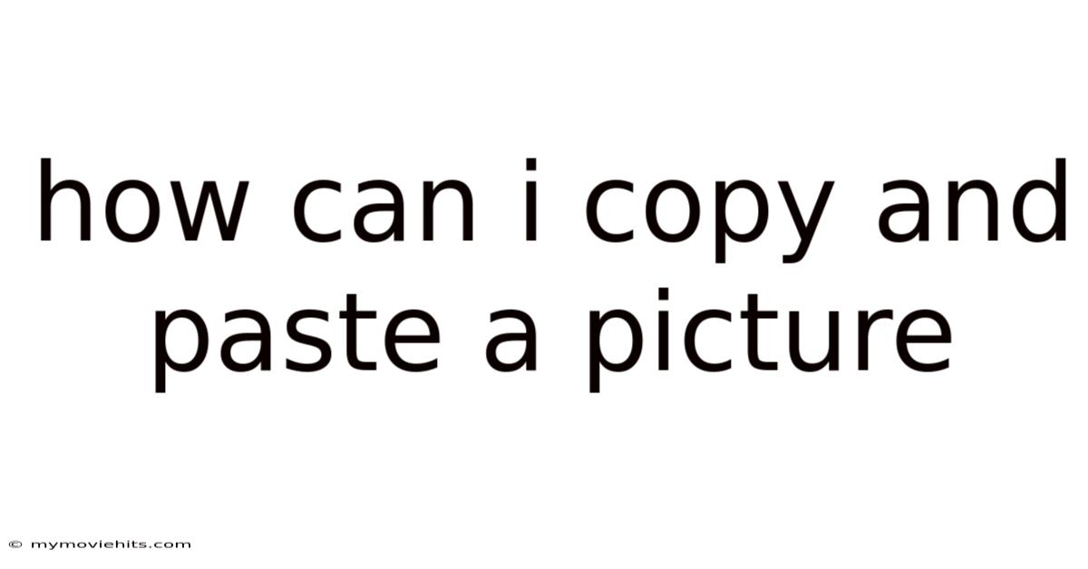How Can I Copy And Paste A Picture