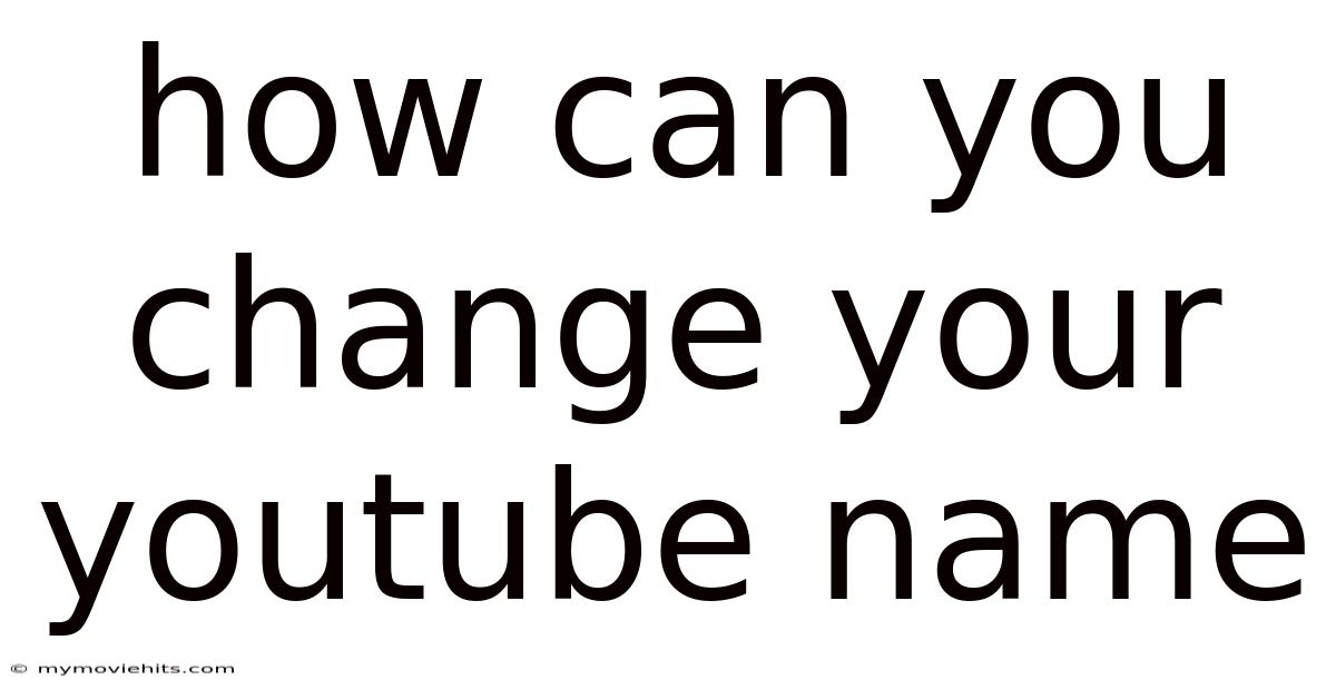 How Can You Change Your Youtube Name