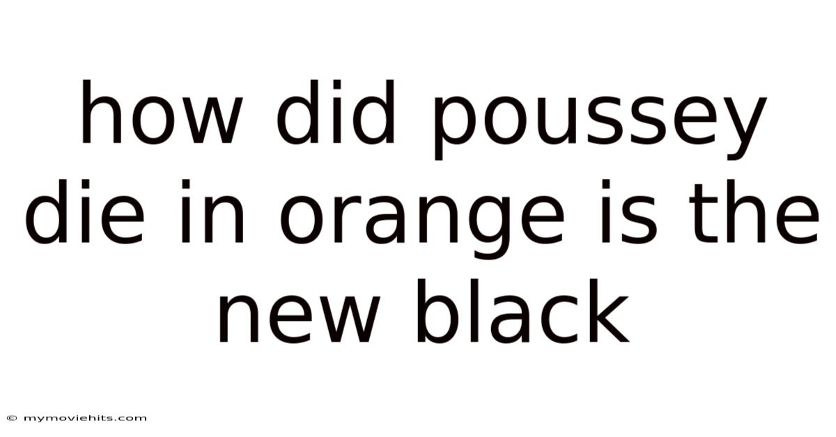 How Did Poussey Die In Orange Is The New Black