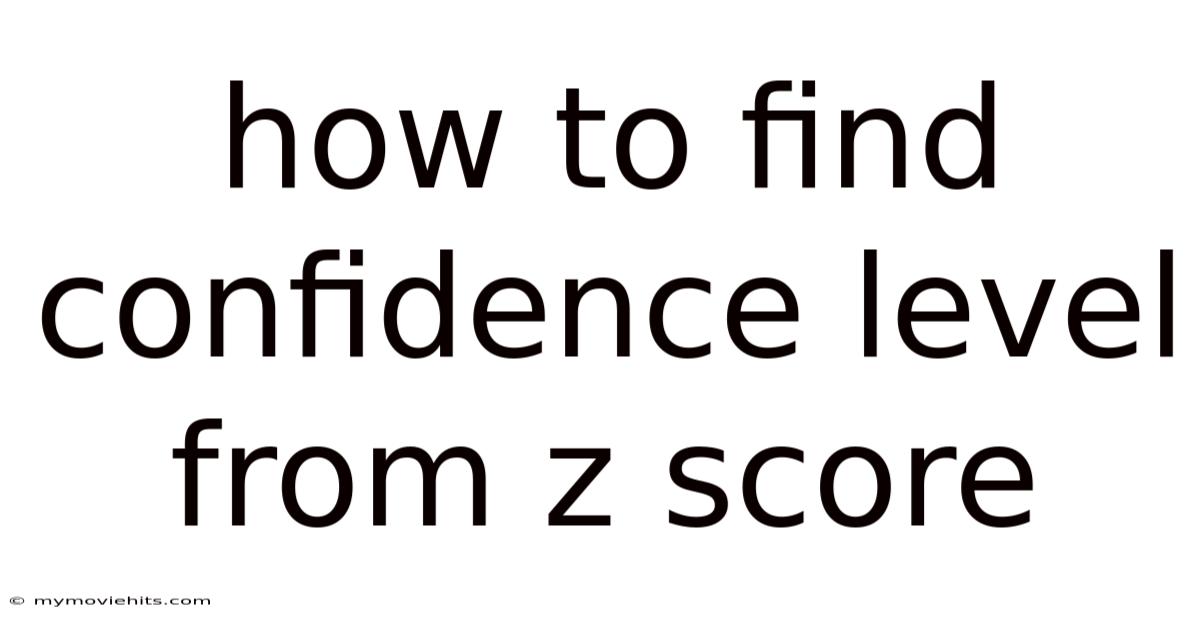 How To Find Confidence Level From Z Score