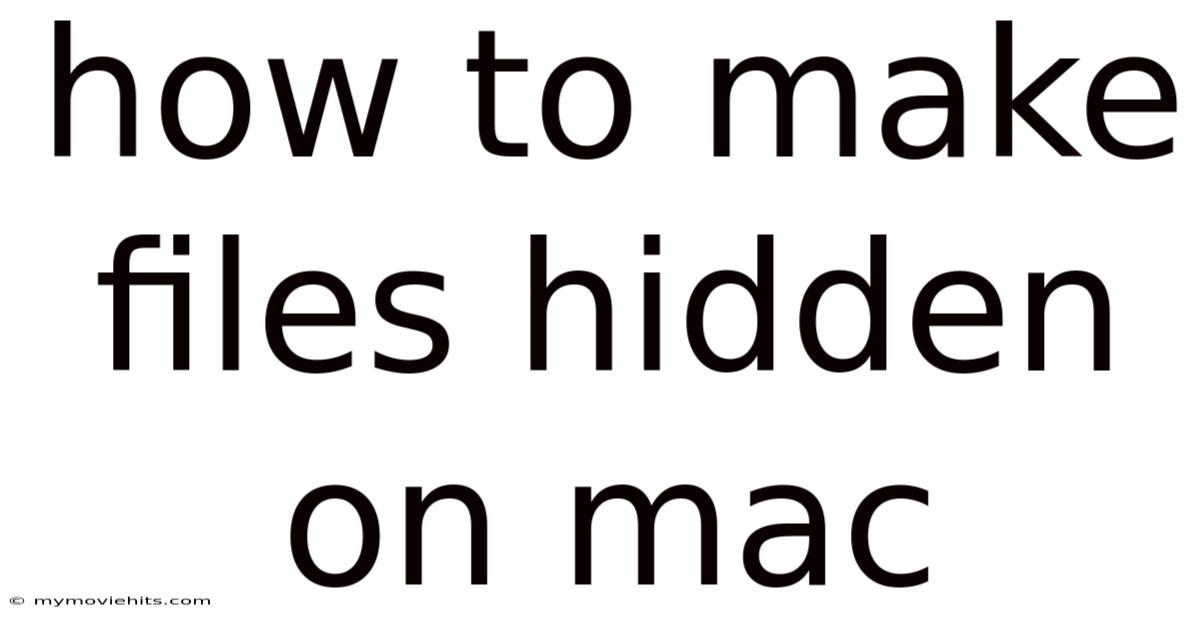 How To Make Files Hidden On Mac