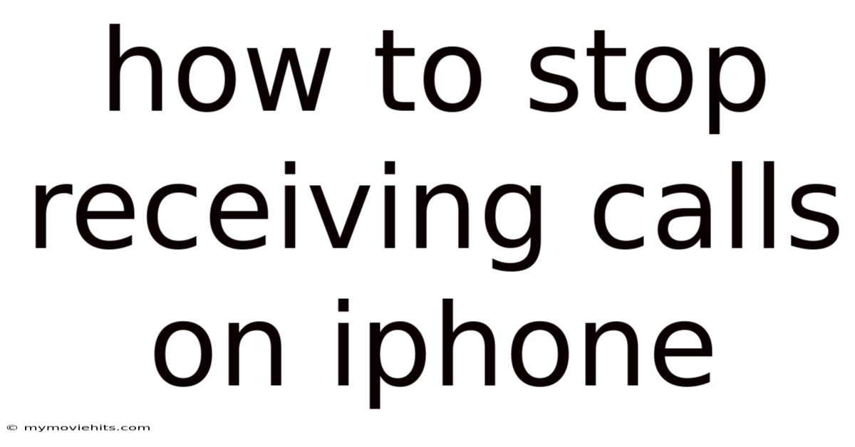 How To Stop Receiving Calls On Iphone
