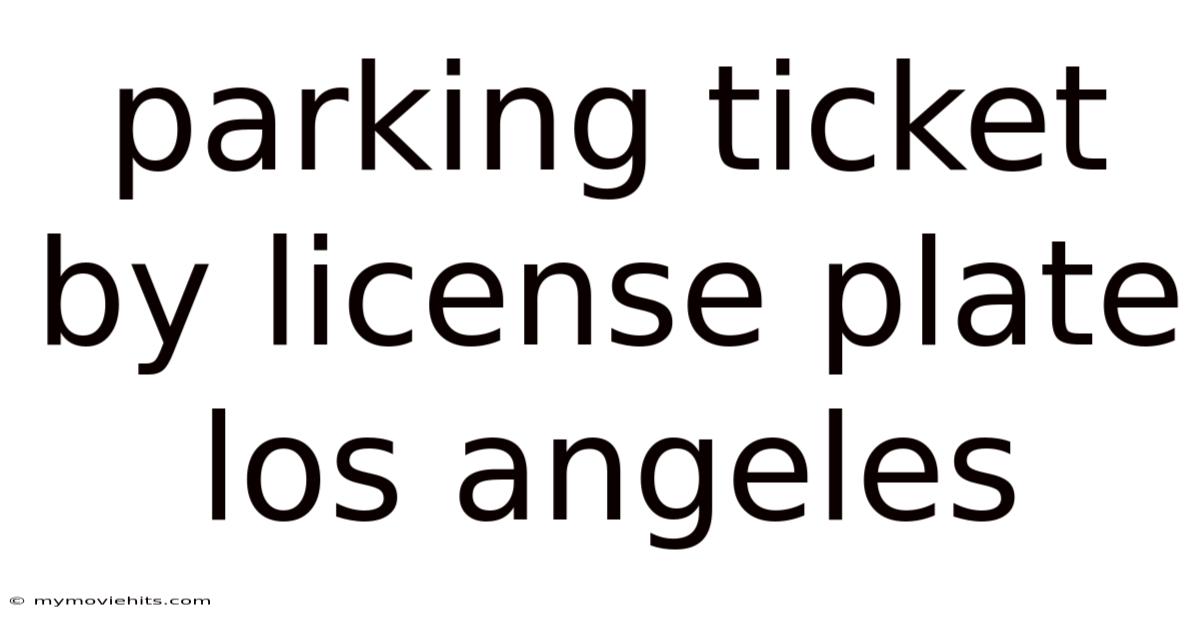 Parking Ticket By License Plate Los Angeles