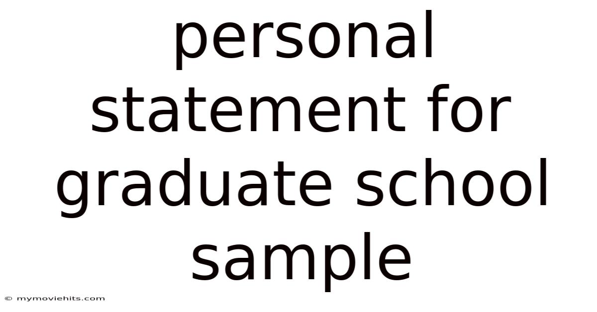 Personal Statement For Graduate School Sample