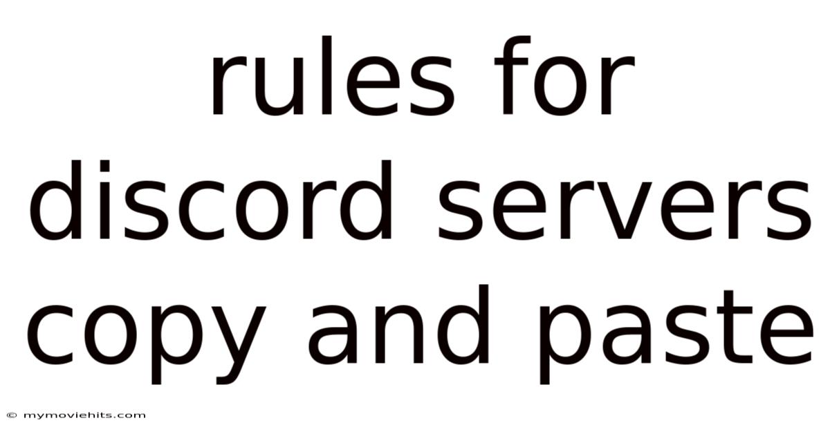 Rules For Discord Servers Copy And Paste