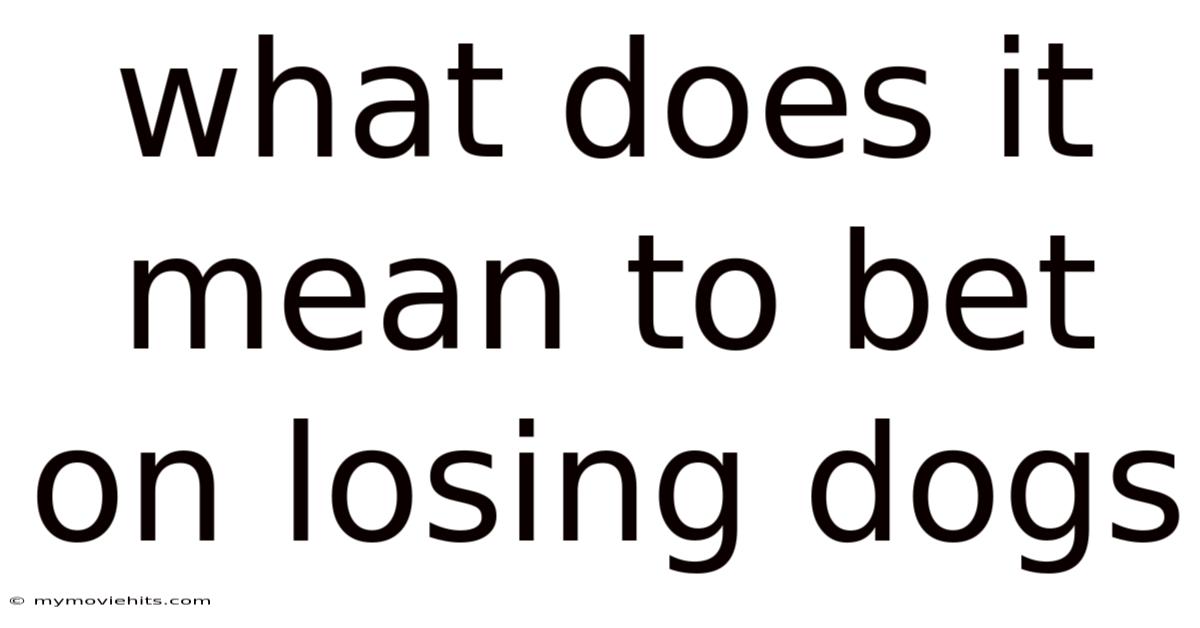 What Does It Mean To Bet On Losing Dogs