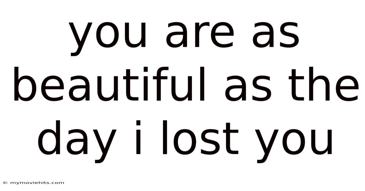 You Are As Beautiful As The Day I Lost You